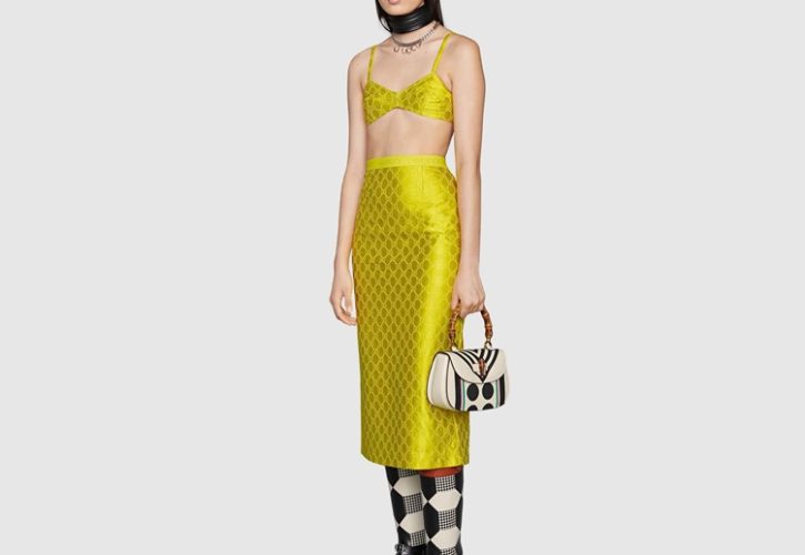 Stunning GG Embroidered Silk Skirt Redefines Elegance at Fashion Events